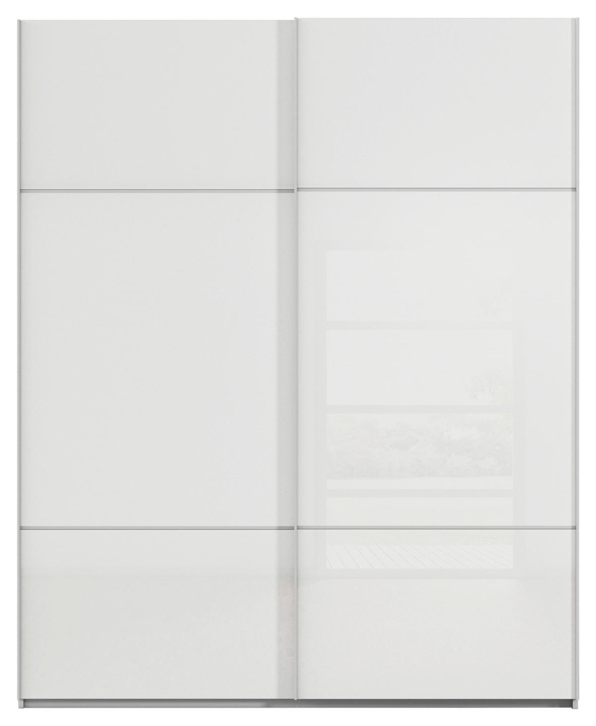 SCHWEBETÜRENSCHRANK in Grau, Weiss  - Weiss/Grau, Konventionell, Glas/Holzwerkstoff (181/223/67cm) - Novel