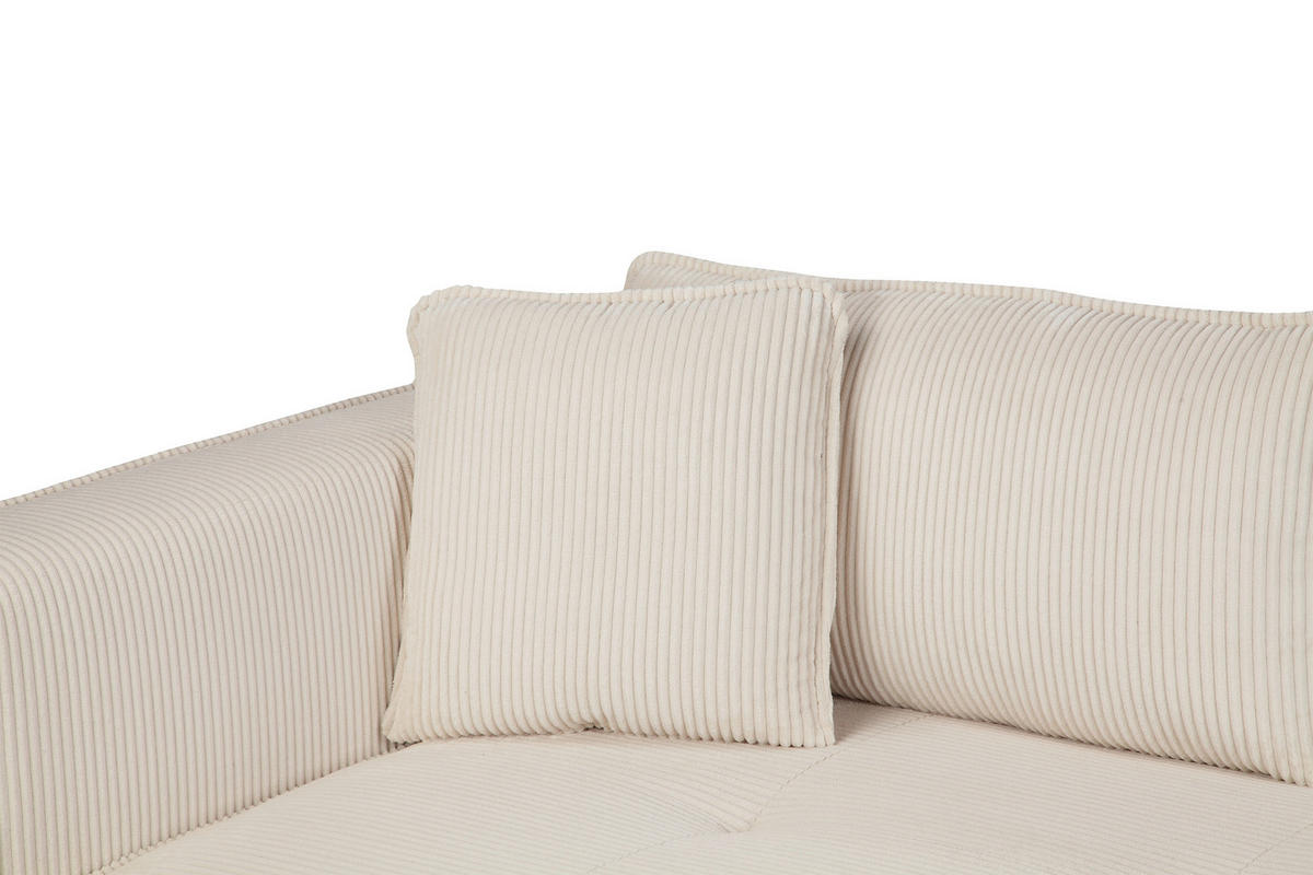 RÉCAMIERE ELIO Creme Cord  inkl. Zierkissen, Rückenkissen  - Creme/Schwarz, Design, Holz/Kunststoff (97/79/150cm) - P & B