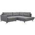 ECKSOFA in Flachgewebe, Leinenoptik Dunkelgrau  - Dunkelgrau/Schwarz, Design, Textil/Metall (247/208cm) - Xora