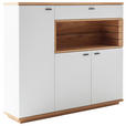HIGHBOARD Weiß, Wildeiche  150/133/37 cm  - Wildeiche/Anthrazit, Design, Glas/Holz (150/133/37cm) - Novel