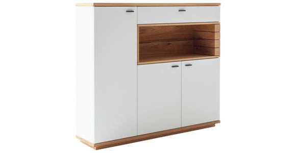 HIGHBOARD Weiß, Wildeiche 150/133/37 cm - Wildeiche/Anthrazit, Design, Glas/Holz (150/133/37cm) - Novel