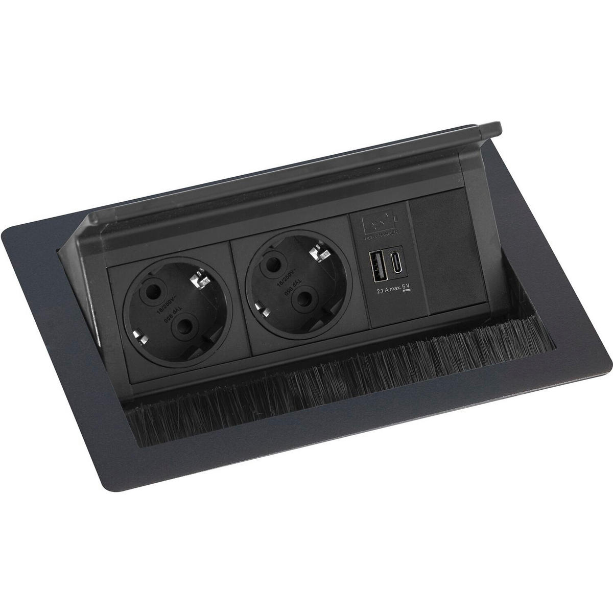 STECKDOSENELEMENT - Schwarz, Basics, Kunststoff (37,1/25,8/14,9cm) - HKT