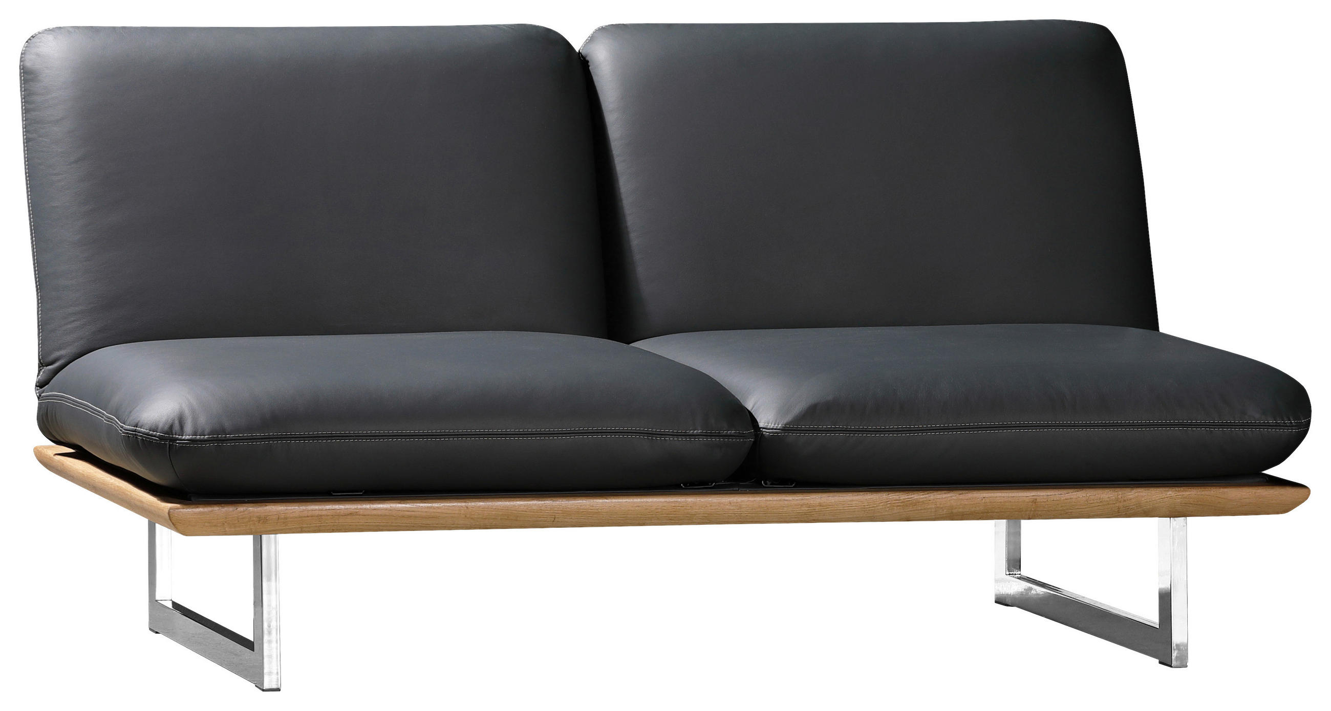 SCHLAFSOFA Holz, Leder Schwarz  - Chromfarben/Schwarz, Design, Leder/Holz (164/92/90cm) - Dieter Knoll