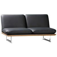 SCHLAFSOFA Holz, Leder Schwarz  - Chromfarben/Schwarz, Design, Leder/Holz (164/92/90cm) - Dieter Knoll