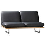 SCHLAFSOFA  in Echtleder Schwarz  - Chromfarben/Schwarz, Design, Leder/Holz (164/92/90cm) - Dieter Knoll