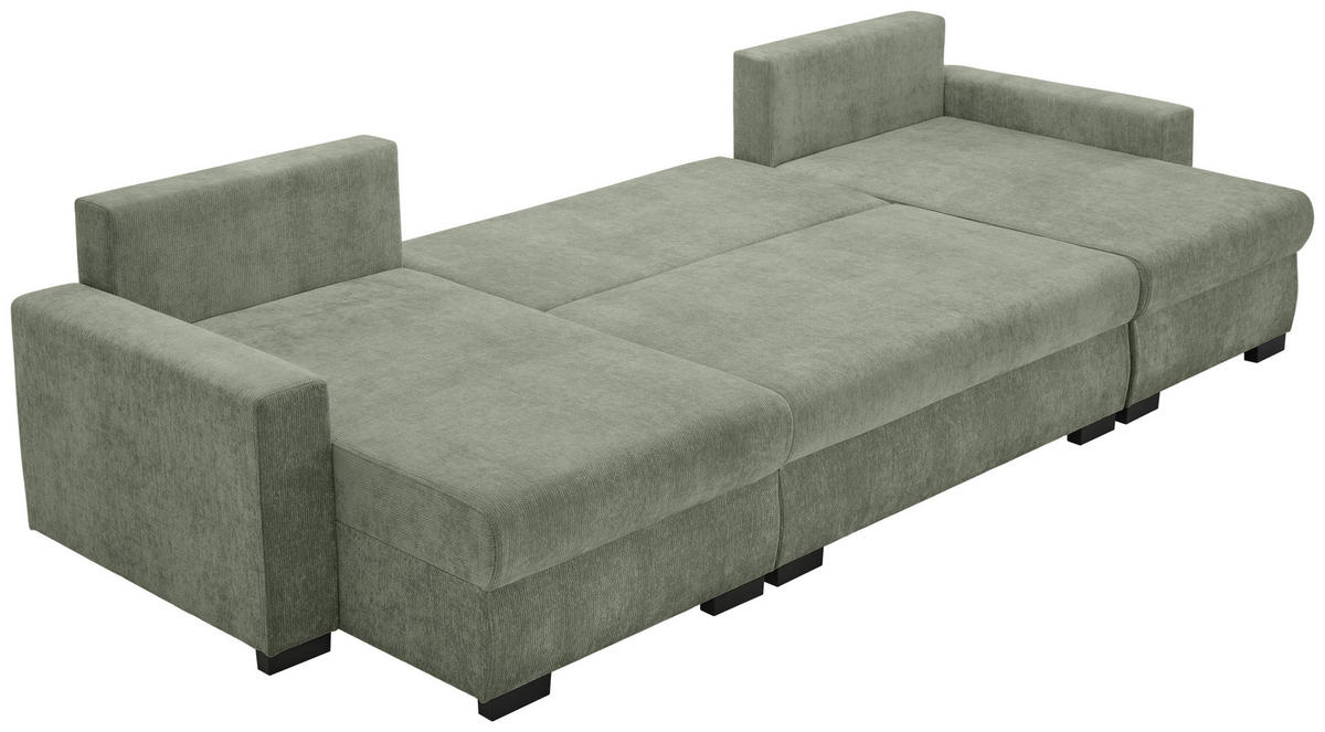 WOHNLANDSCHAFT Mintgrün Chenille  - Schwarz/Mintgrün, KONVENTIONELL, Kunststoff/Textil (140/328/140cm) - Ti'me