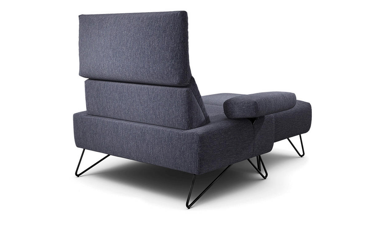 SESSELSET Chenille Armteilverstellung, Hocker    - Blau/Schwarz, Design, Textil/Metall (114-142/85/86-94cm) - SENSOO