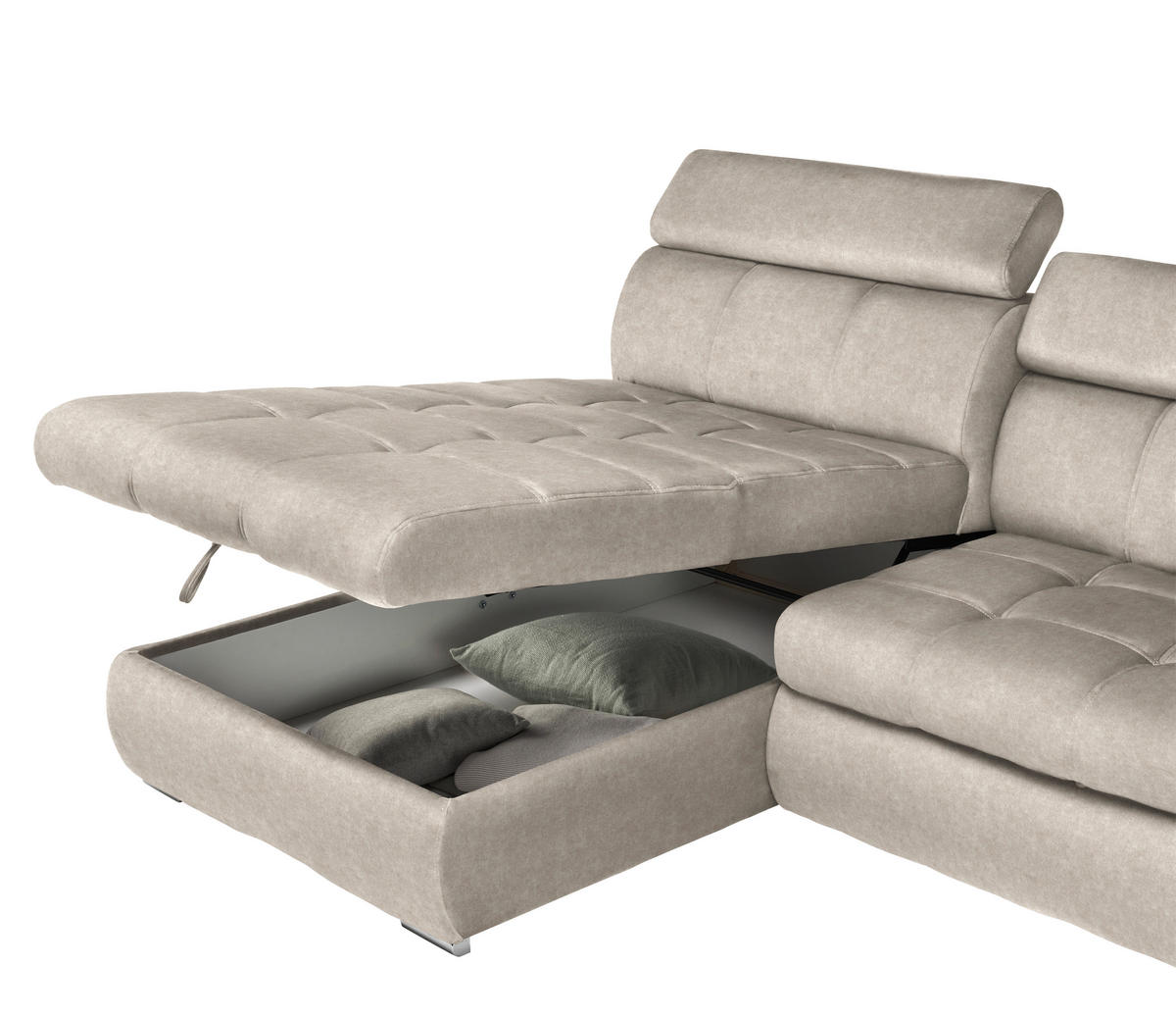 ECKSOFA in Velours Hellbraun  - Chromfarben/Hellbraun, Design, Kunststoff/Textil (173/276cm) - Stylife
