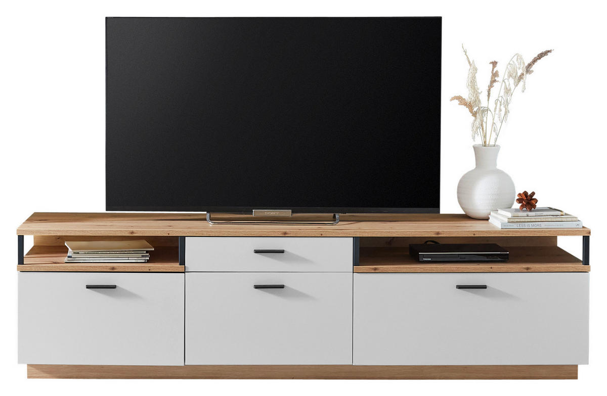 LOWBOARD  in 204/55/50 cm  - Schwarz/Eiche Artisan, Design, Holzwerkstoff/Metall (204/55/50cm) - home24