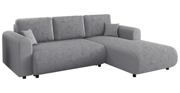 ECKSOFA inkl. Funktionen Hellgrau Cord  - Hellgrau/Schwarz, KONVENTIONELL, Kunststoff/Textil (260/200cm) - Xora
