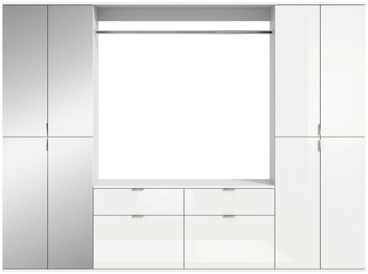PREDSOBA bela, visoki sijaj - bela/visoki sijaj, Moderno, steklo/leseni material (243/193/34cm) - MID.YOU
