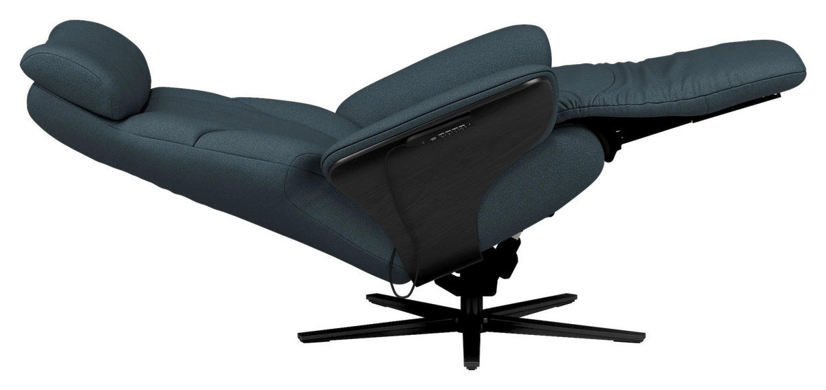 RELAXSESSEL Flachgewebe Relaxfunktion, Kopfteilverstellung, Fußteilverstellung, Rücken echt    - Schwarz/Dunkelblau, Design, Holz/Textil (86/116/87cm) - Stressless
