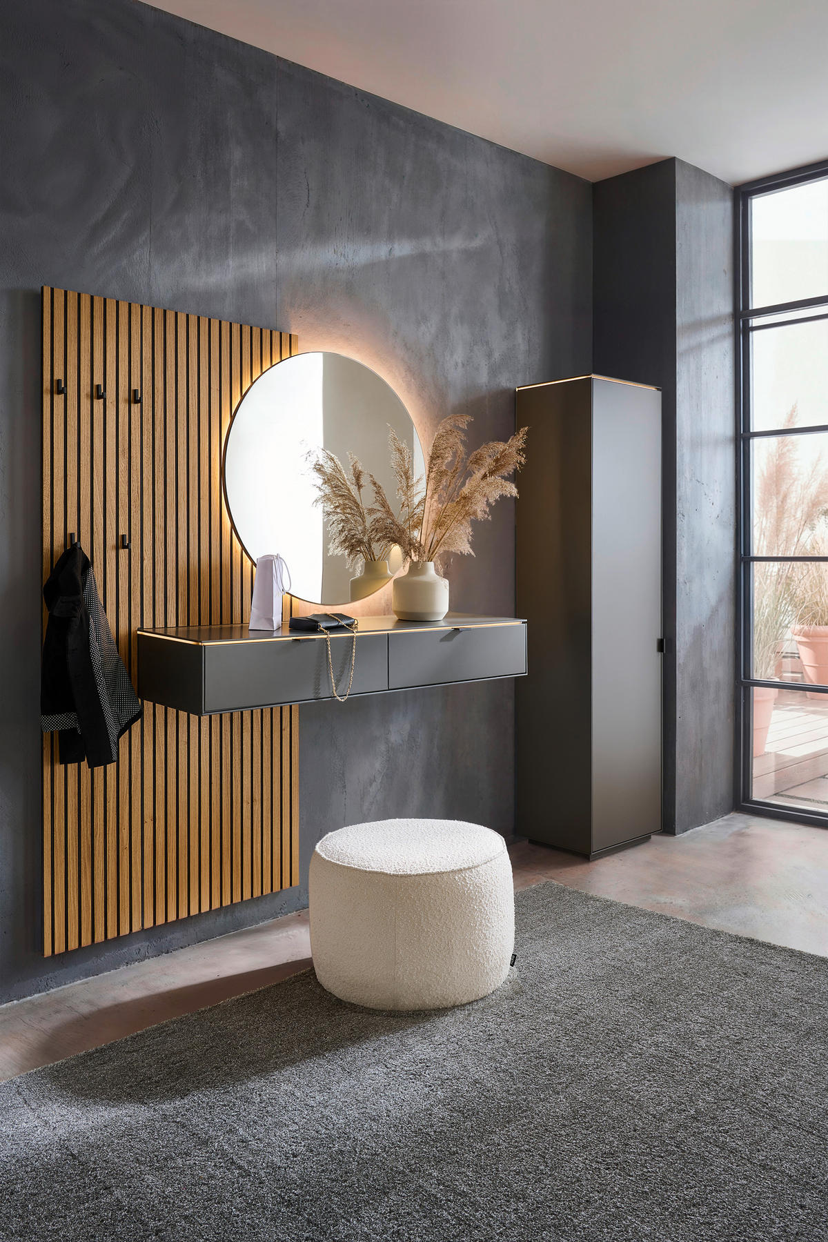 GARDEROBE  in 270,5/200/40 cm  - Anthrazit/Naturfarben, Design, Glas/Holz (270,5/200/40cm) - Dieter Knoll
