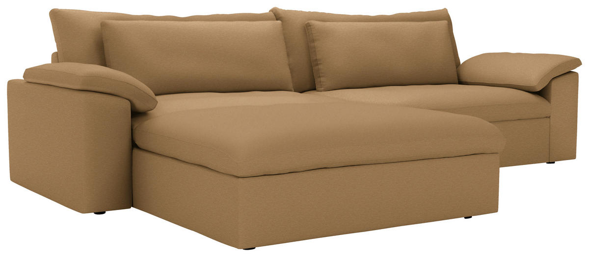 ECKSOFA  Chenille Cognac  - Cognac/Schwarz, Modern, Kunststoff/Textil (198/306cm) - Carryhome