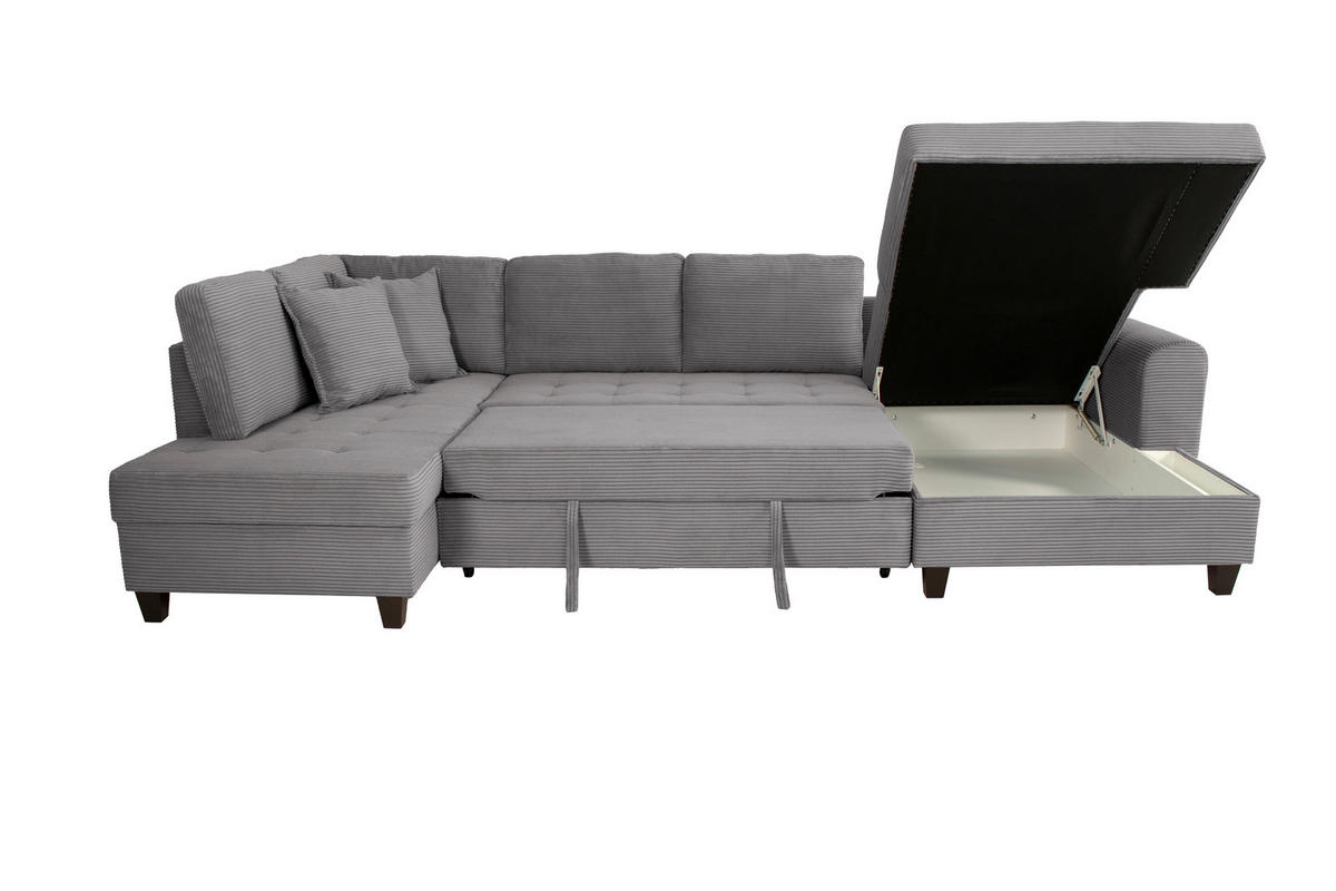 WOHNLANDSCHAFT MORITZ Grau Cord  - Grau, Trend, Textil (178/324/155cm) - P & B