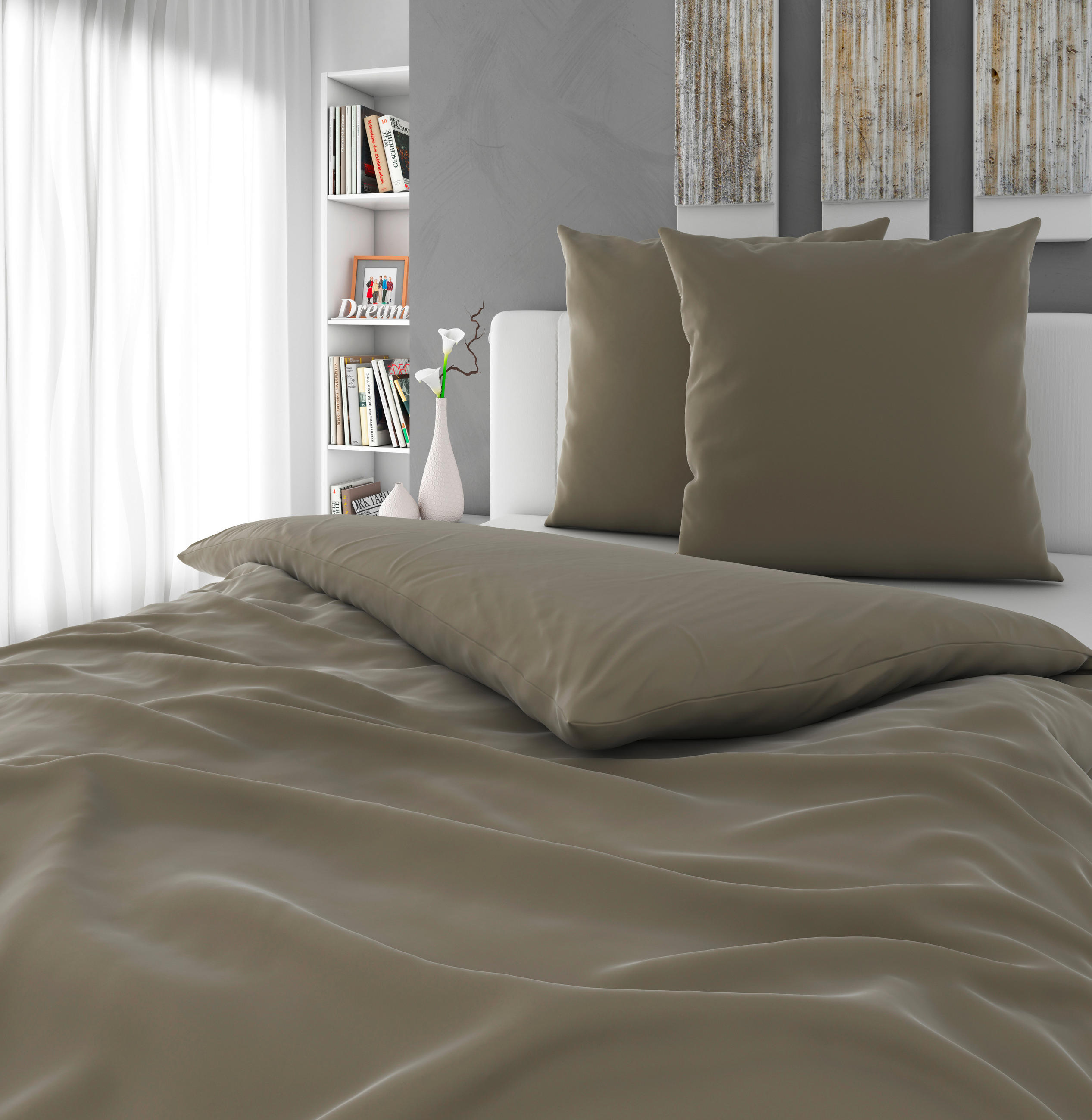 BETTWÄSCHE NIGIRI Satin 200/200 cm  - Hellgrau, Basics, Textil (200/200cm) - Bio:Vio