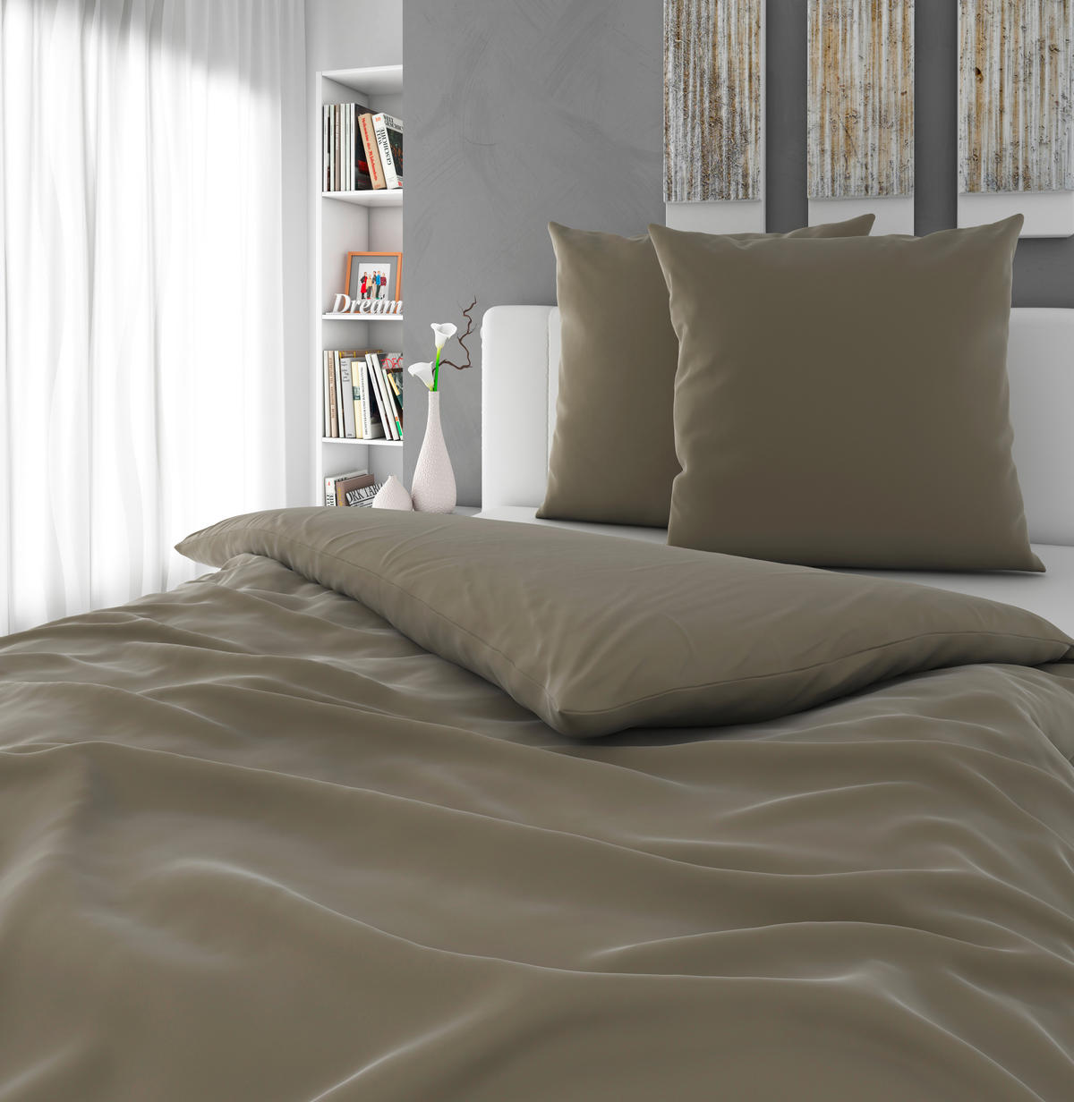 BETTWÄSCHE NIGIRI Satin 200/200 cm  - Hellgrau, Basics, Textil (200/200cm) - Bio:Vio