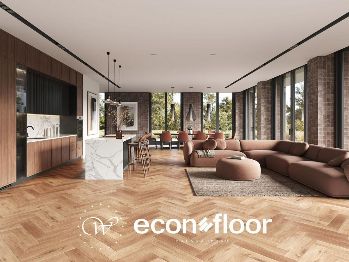 VINYLBODEN Econfloor HERRINGBONE 55 ONTANO NATUR  per  m² - Naturfarben, Basics, Kunststoff/Stein (61/12,6/0,57cm)