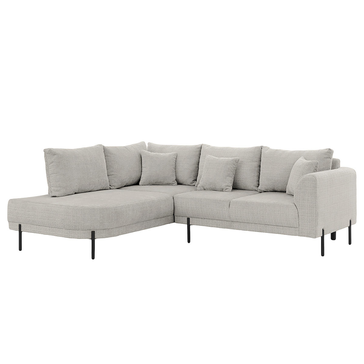 ECKSOFA Mauris Hellgrau Chenille Rückenkissen  - Hellgrau/Schwarz, Design, Kunststoff/Textil (200/233cm) - Livetastic