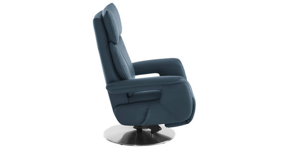RELAXSESSEL in Leder Blau - Blau/Edelstahlfarben, Design, Leder/Metall (78/112/85cm) - Cantus