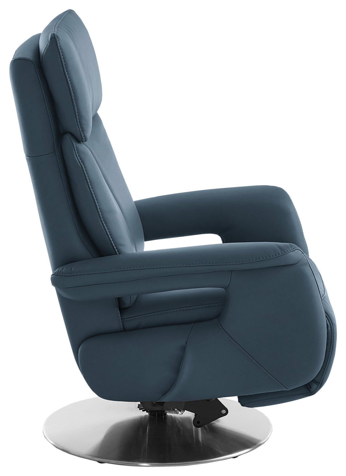 RELAXSESSEL in Leder Blau  - Blau/Edelstahlfarben, Design, Leder/Metall (78/112/85cm) - Cantus
