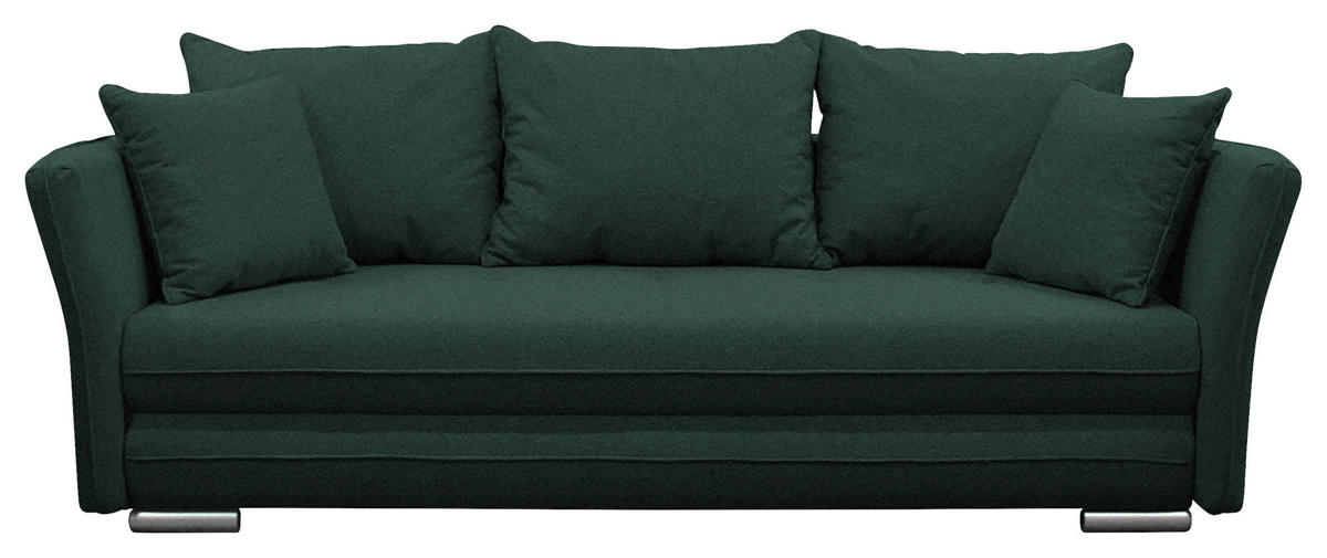 SCHLAFSOFA  mit Webstoff Dunkelgrün  - Dunkelgrün/Silberfarben, Design, Kunststoff/Textil (235/83/106cm) - MID.YOU