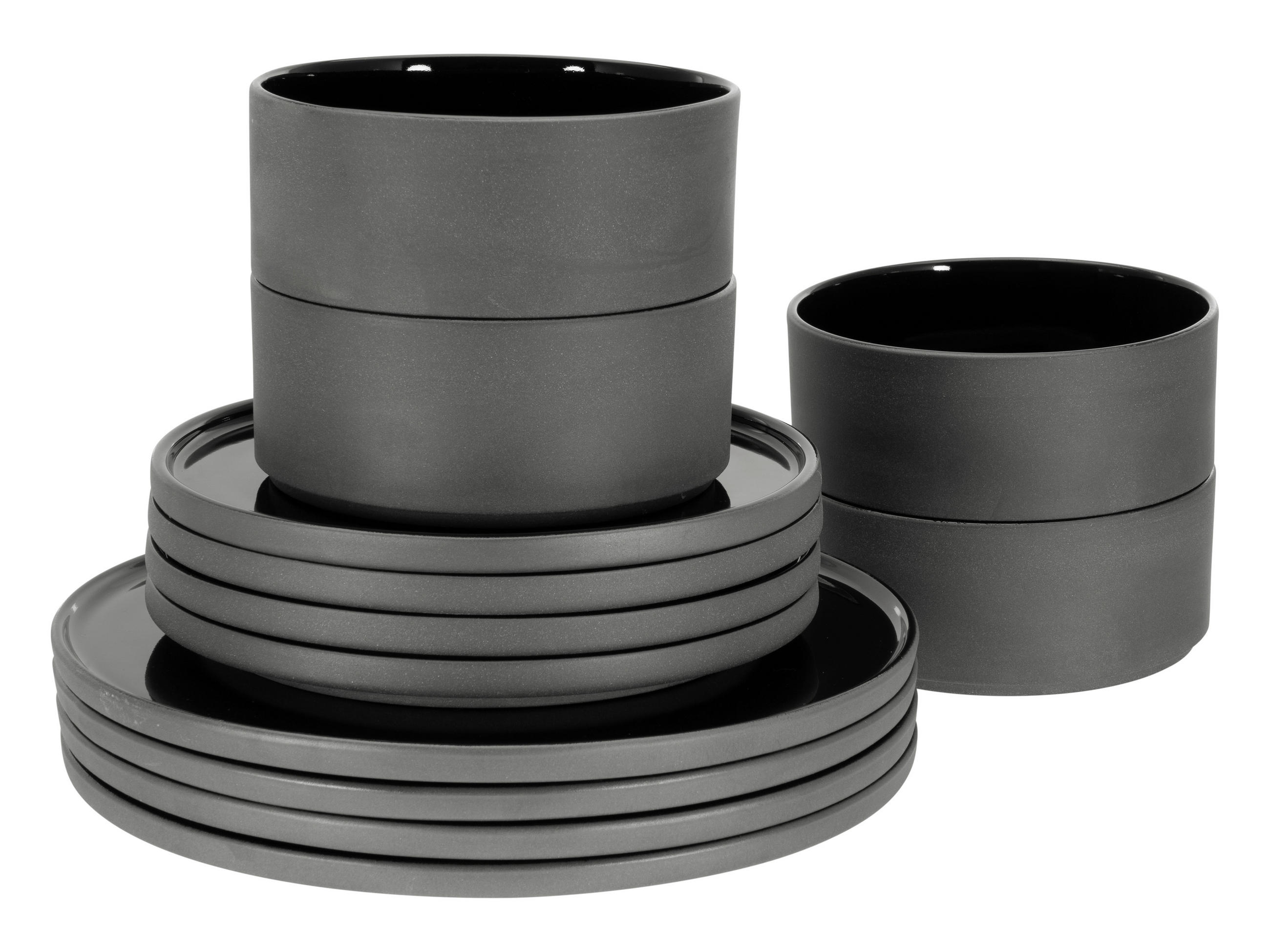 TAFELSERVICE Schwarz 12-teilig  - Schwarz, Trend, Keramik (39/34/34null) - Connubia 