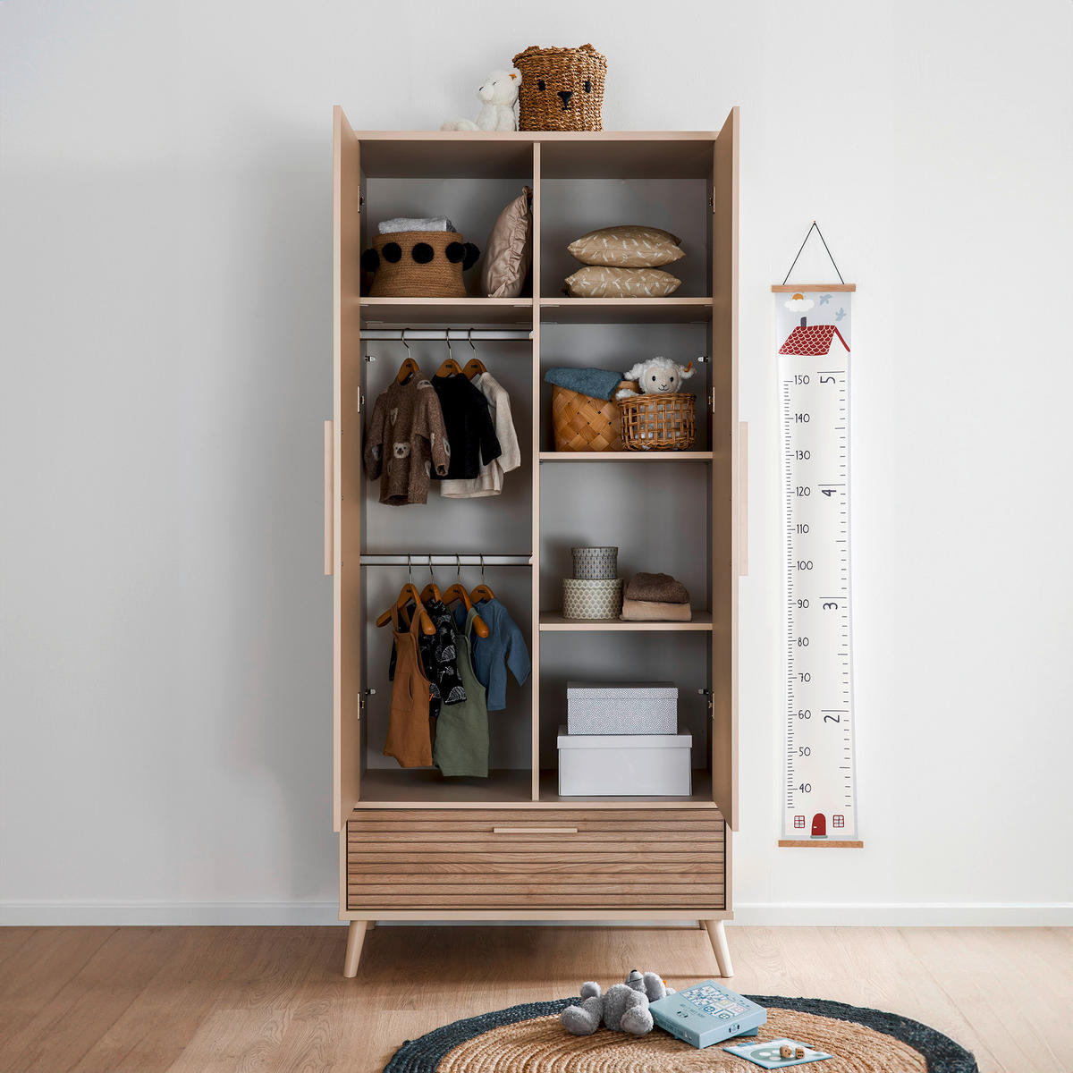 BABYKLEIDERSCHRANK Eefje Beige, Eichefarben  - Eichefarben/Beige, Basics, Holzwerkstoff (94,8/203,5/57,1cm) - Paidi