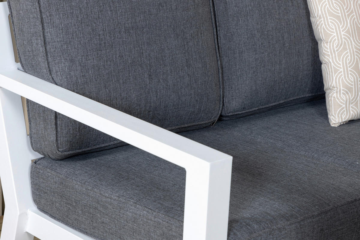 LOUNGEGARNITUR 4-teilig   Aluminium  - Weiß/Grau, Basics, Textil/Metall - Gardenson
