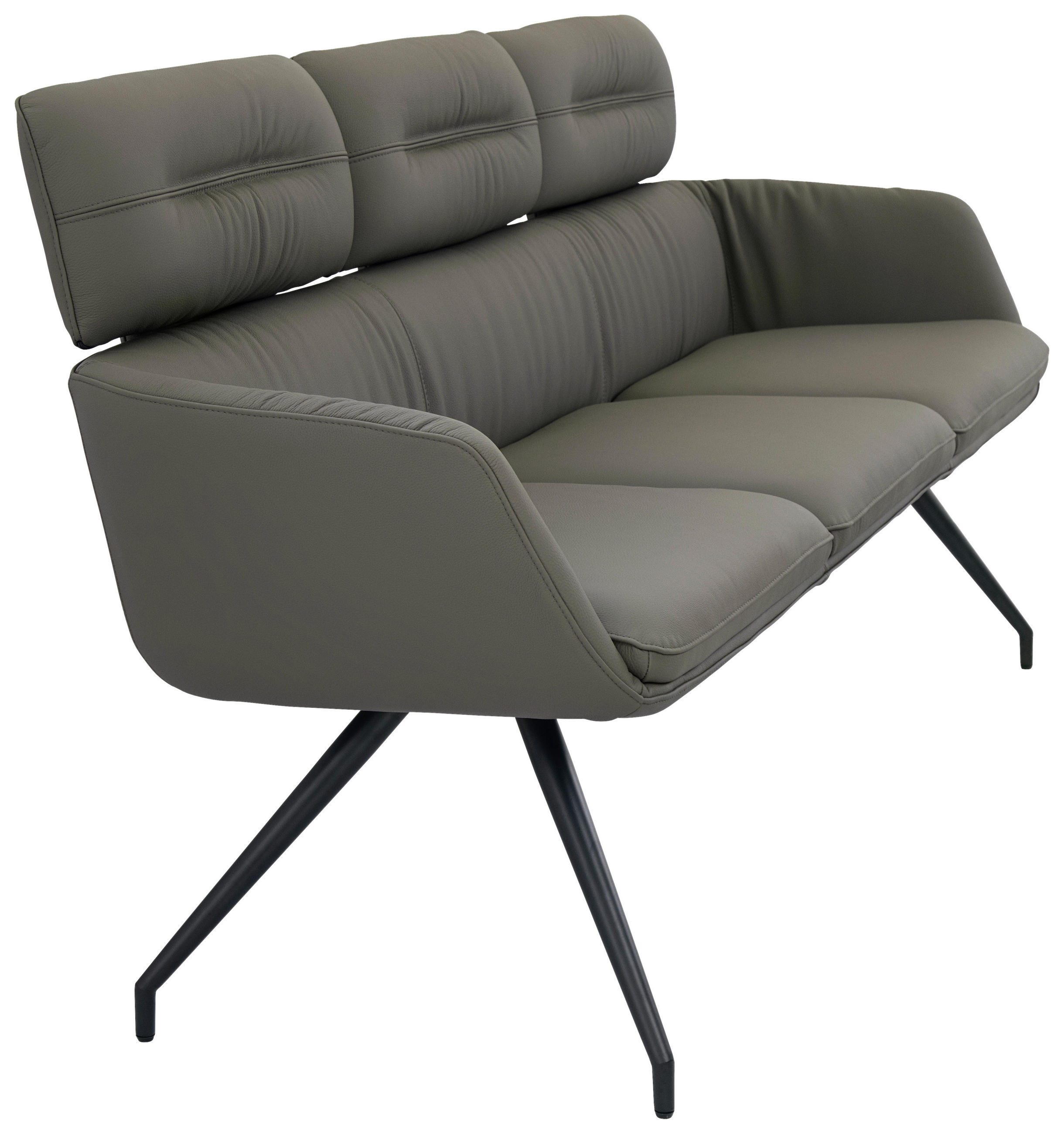 SITZBANK 200/91/70 cm Echtleder Schwarz, Dunkelgrau  - Dunkelgrau/Schwarz, Design, Leder/Metall (200/91/70cm) - Dieter Knoll