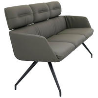 SITZBANK 200/91/70 cm Echtleder Dunkelgrau, Schwarz  - Dunkelgrau/Schwarz, Design, Leder/Metall (200/91/70cm) - Dieter Knoll
