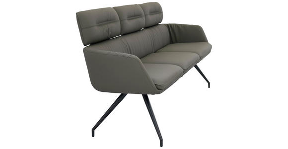 SITZBANK 200/91/70 cm Echtleder Schwarz, Dunkelgrau  - Dunkelgrau/Schwarz, Design, Leder/Metall (200/91/70cm) - Dieter Knoll