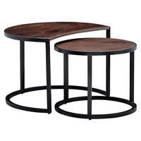 SET KLUB STOLIĆA tamno smeđa  drvo  - tamno smeđa/crna, Moderno, drvo/metal (41/60/41cm) - MID.YOU