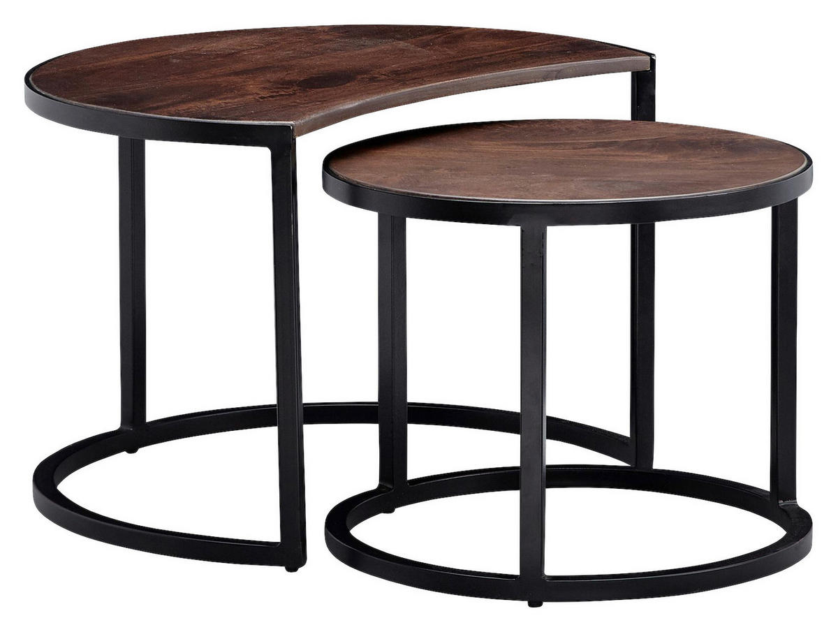 SET KLUB STOLIĆA tamno smeđa  drvo  - tamno smeđa/crna, Moderno, drvo/metal (41/60/41cm) - MID.YOU