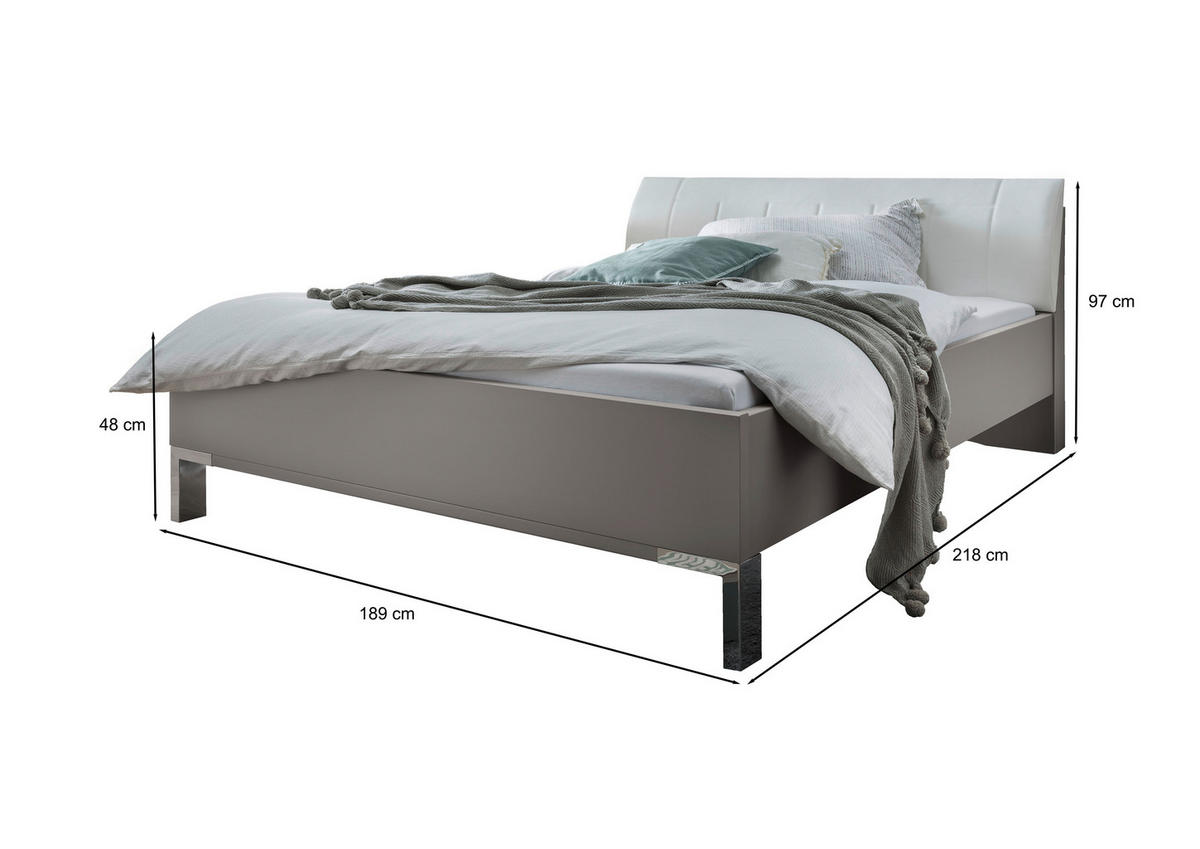 BETT 180/200 cm  in Grau, Weiss   - Chromfarben/Weiss, Konventionell, Holzwerkstoff/Textil (180/200cm) - Dieter Knoll