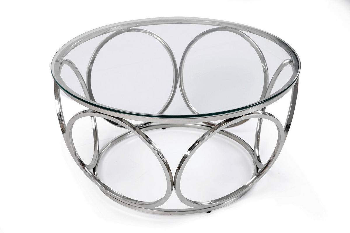 COUCHTISCH Sicherheitsglas, Klarglas 80/80/40 cm rund Klar, Silberfarben  - Klar/Silberfarben, Design, Glas/Metall (80/80/40cm) - Livetastic