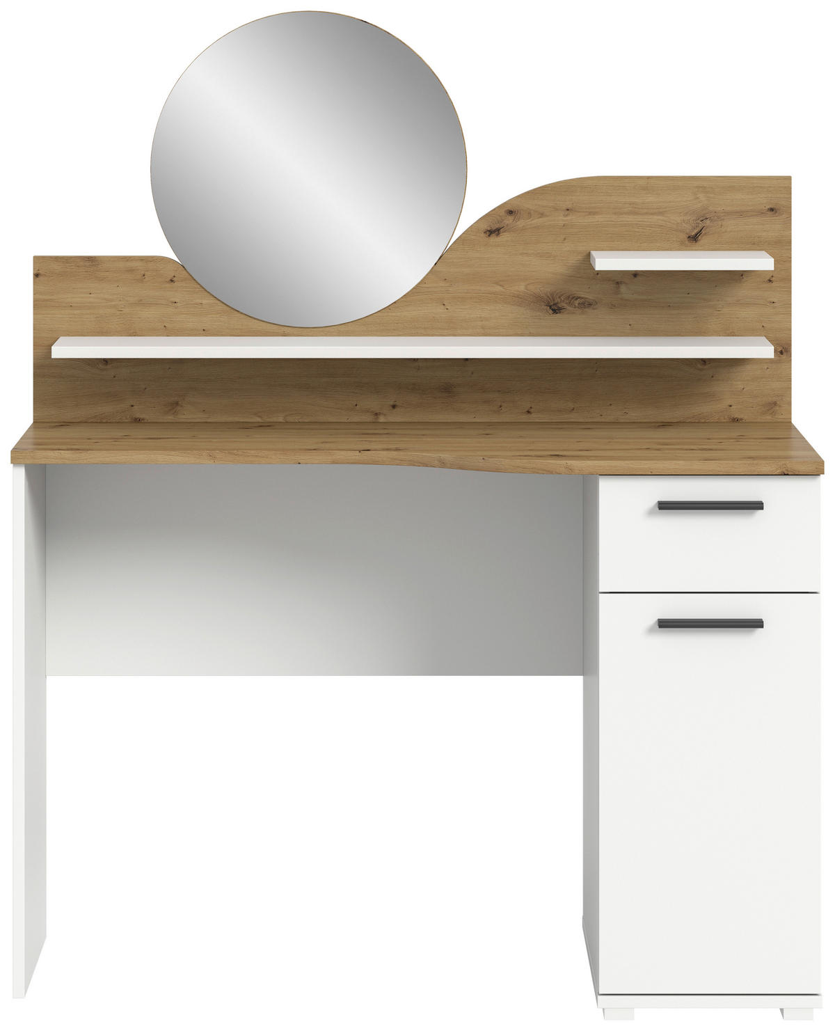 TOALETNÝ STOLÍK, biela, farba duba, 110/135/46 cm - čierna/biela, Design, kompozitné drevo/plast (110/135/46cm) - MID.YOU