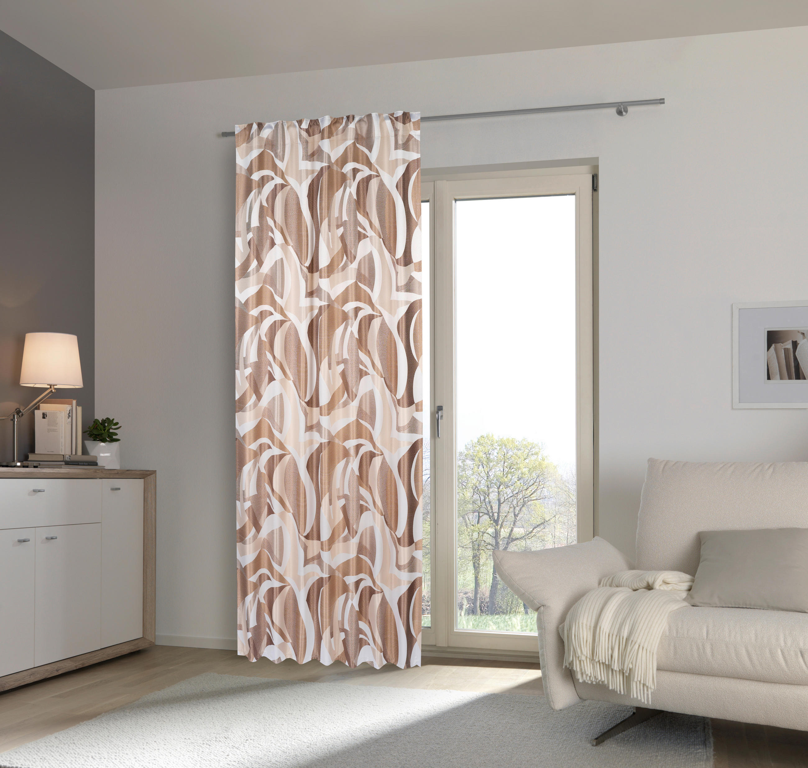 HOTOVÝ ZÁVĚS, neprůsvitné, 140/245 cm - hnědá/šedohnědá, Trend, textil (140/245cm) - Esposa