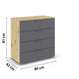 KOMMODE  in 80/81/42 cm  - Dunkelgrau/Eiche Artisan, Design, Holzwerkstoff/Metall (80/81/42cm) - Carryhome