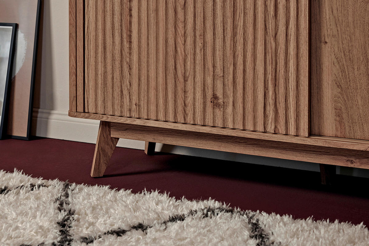 SIDEBOARD 148/76/39,8 cm  in Eichefarben  - Eichefarben/Alufarben, Modern, Holzwerkstoff/Metall (148/76/39,8cm) - MID.YOU