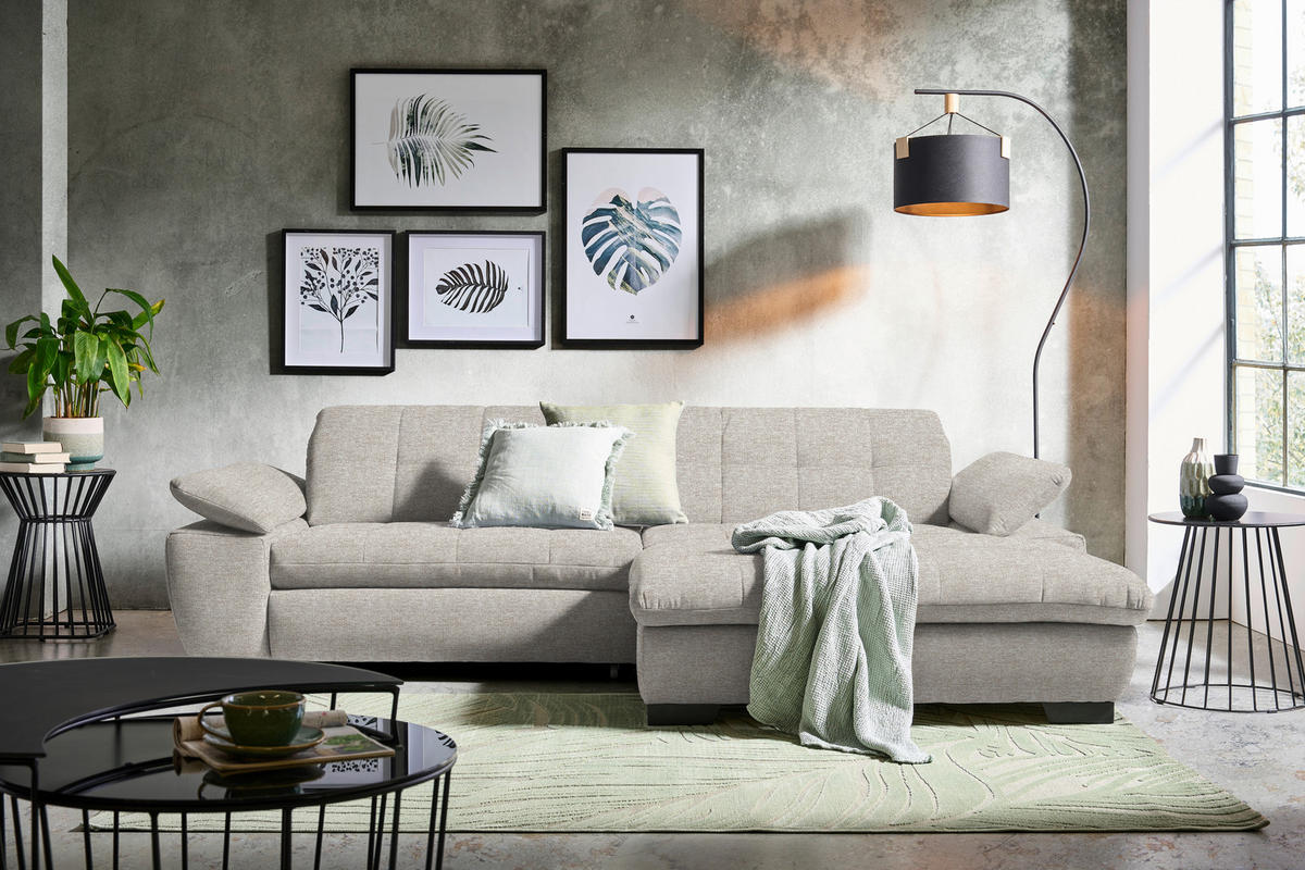 CANAPÉ D'ANGLE in Webstoff Beige  - Beige/Schwarz, Design, Textil/Metall (265/180cm) - Carryhome