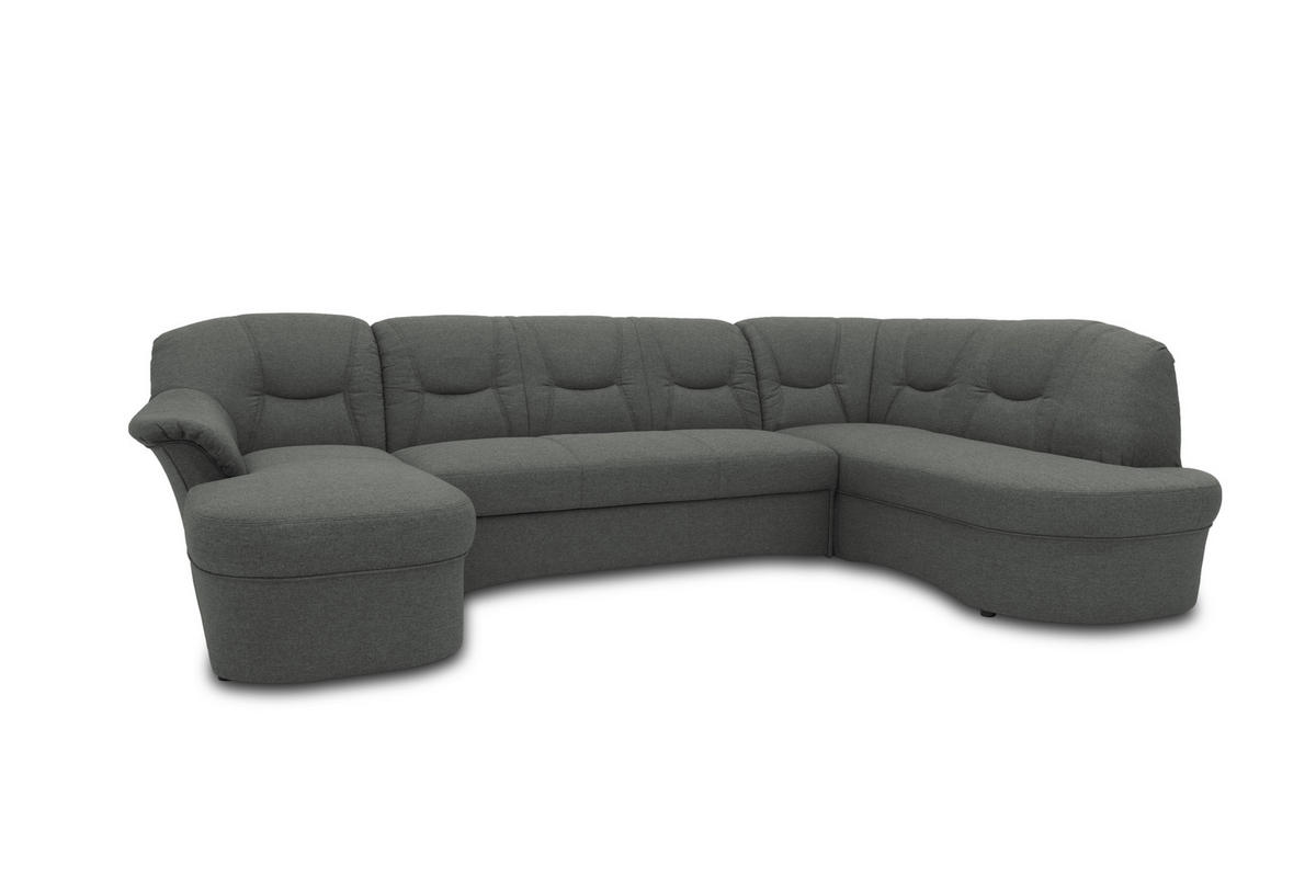 WOHNLANDSCHAFT Dunkelgrau Mikrofaser  - Dunkelgrau/Schwarz, KONVENTIONELL, Kunststoff/Textil (146/295/180cm) - MID.YOU