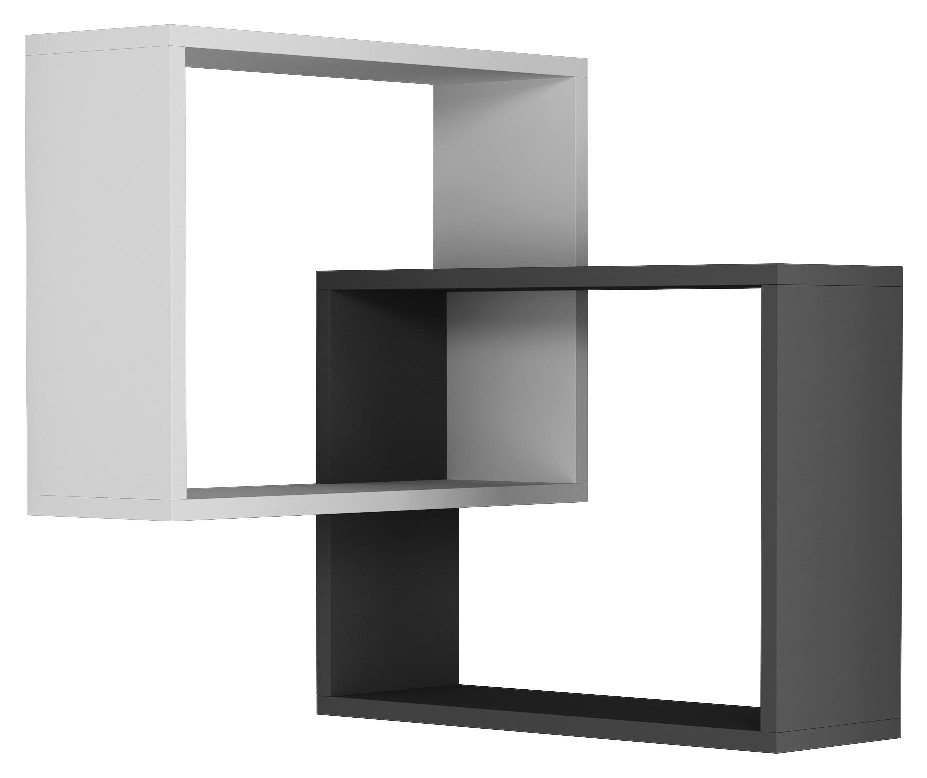 NÁSTĚNNÁ POLICE, antracitová, bílá, 60/68/20 cm - bílá/antracitová, Design, kompozitní dřevo (60/68/20cm) - Livetastic