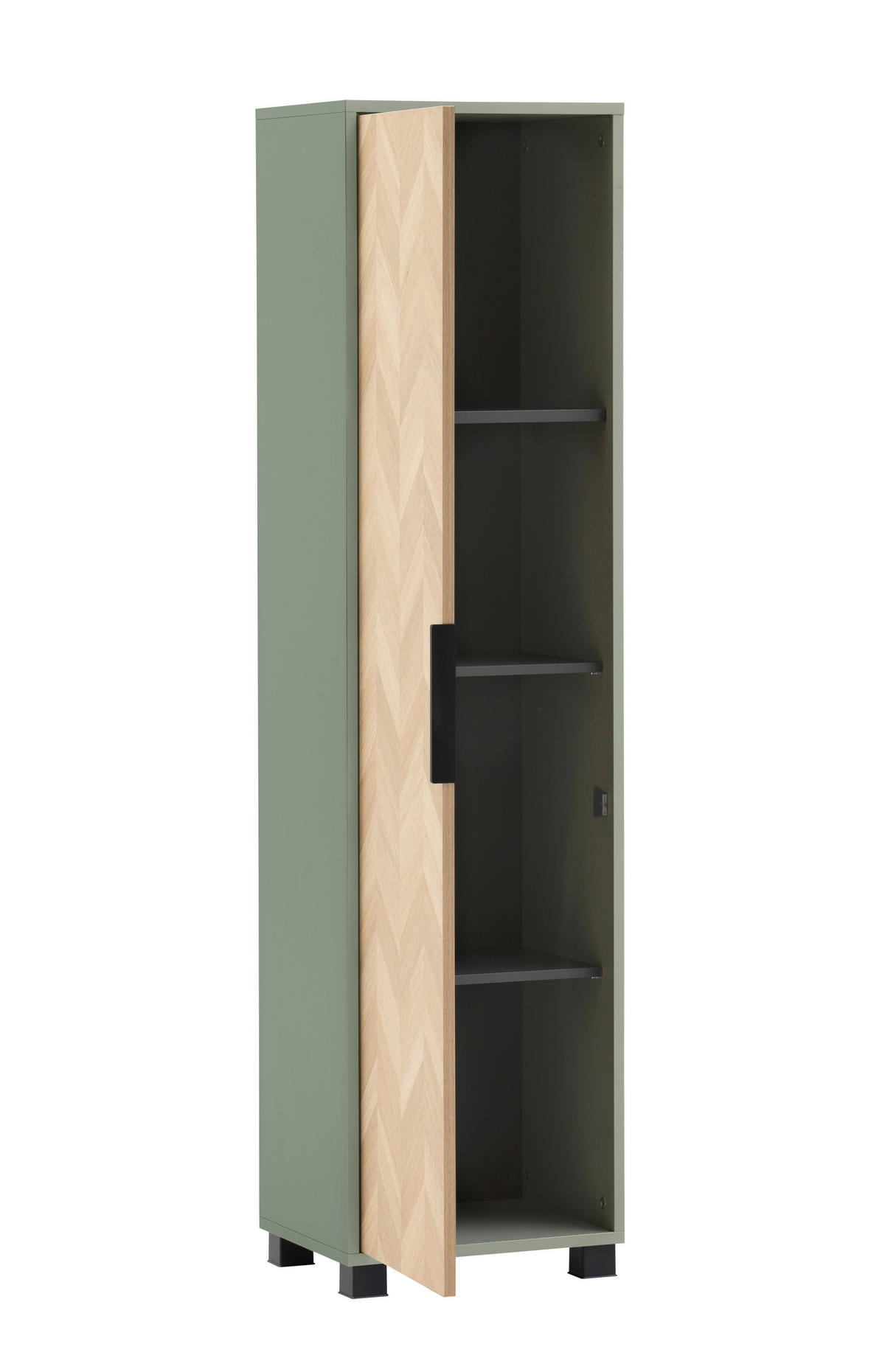 HOCHSCHRANK 40,3/157,8/33,05 cm  - Eichefarben/Schwarz, Natur, Holzwerkstoff/Kunststoff (40,3/157,8/33,05cm)