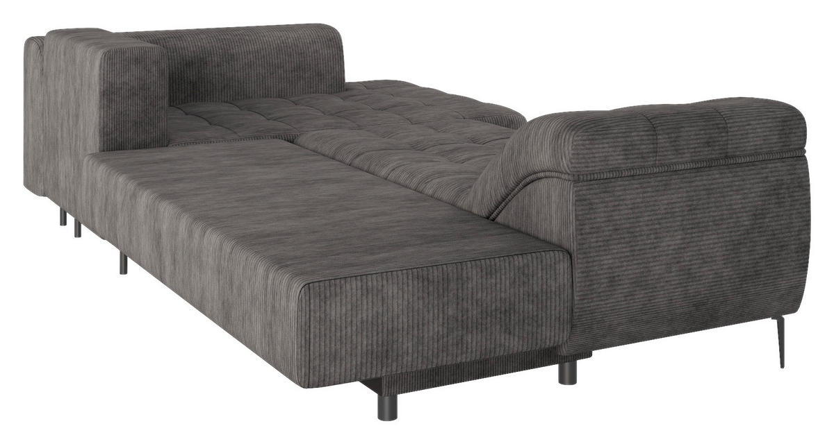 ECKSOFA Dunkelgrau Cord  - Dunkelgrau/Schwarz, Design, Kunststoff/Textil (177/276cm) - MID.YOU