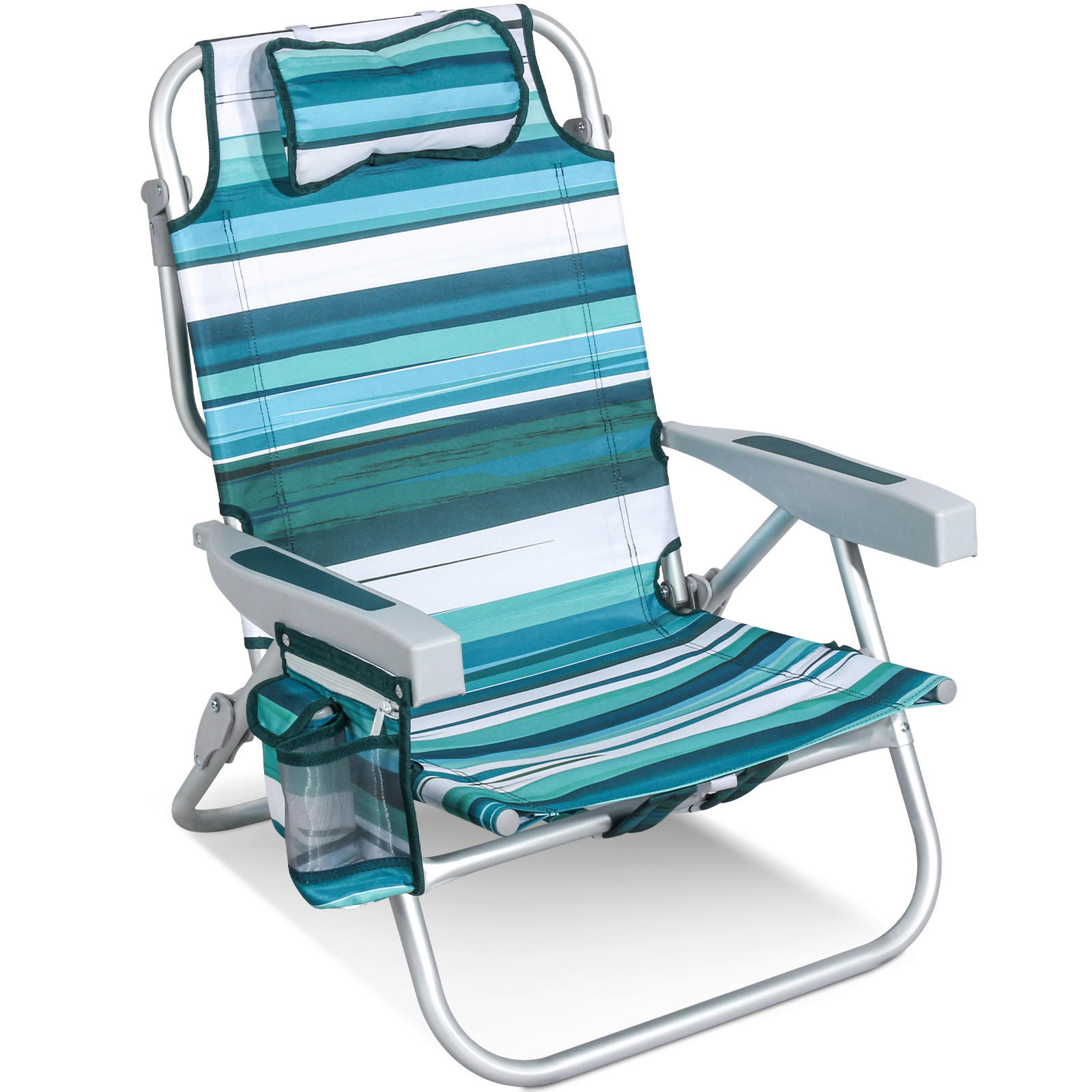 STRANDSTUHL Aluminium Grün, Türkis  - Türkis/Grün, Basics, Textil/Metall (57/80/61cm) - Modante