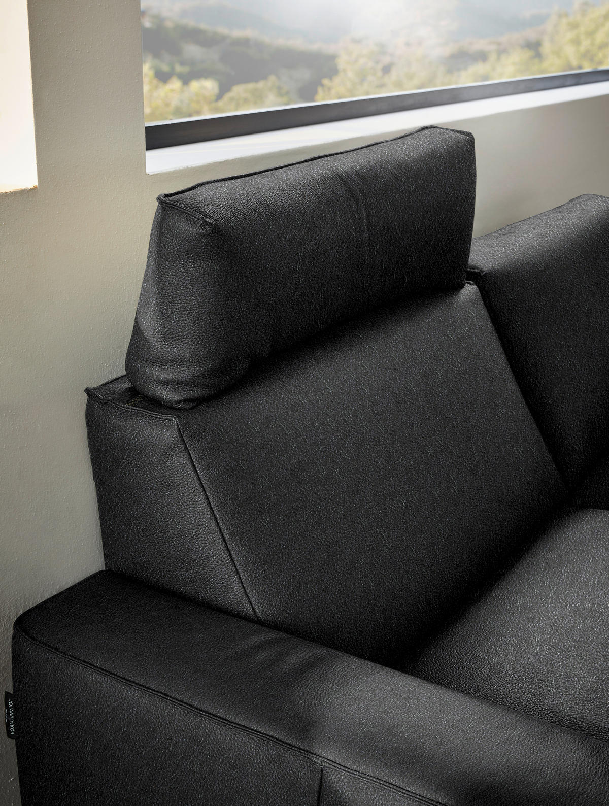2,5-SITZER in Leder Schwarz  - Schwarz, Design, Leder/Metall (200/102/92cm) - Johann Jakob