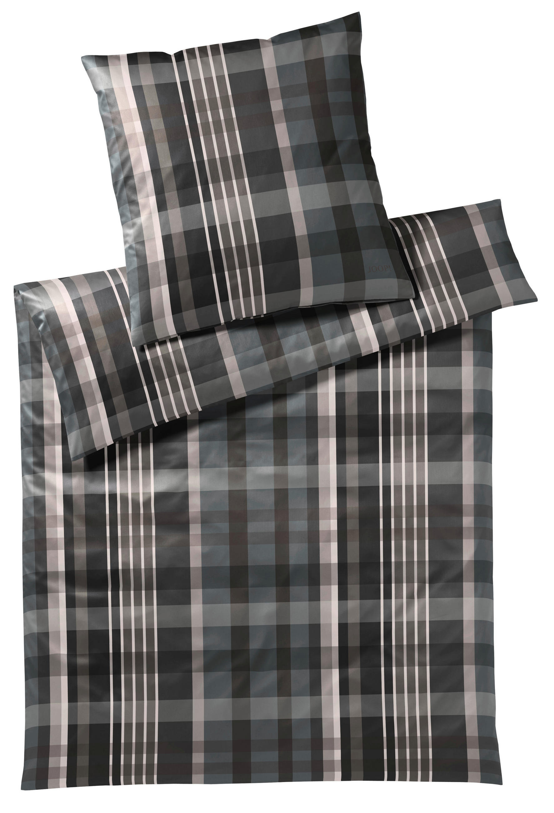 BETTWÄSCHE Makosatin 240/220 cm  - Dunkelgrau/Hellgrau, Basics, Textil (240/220cm) - Joop!