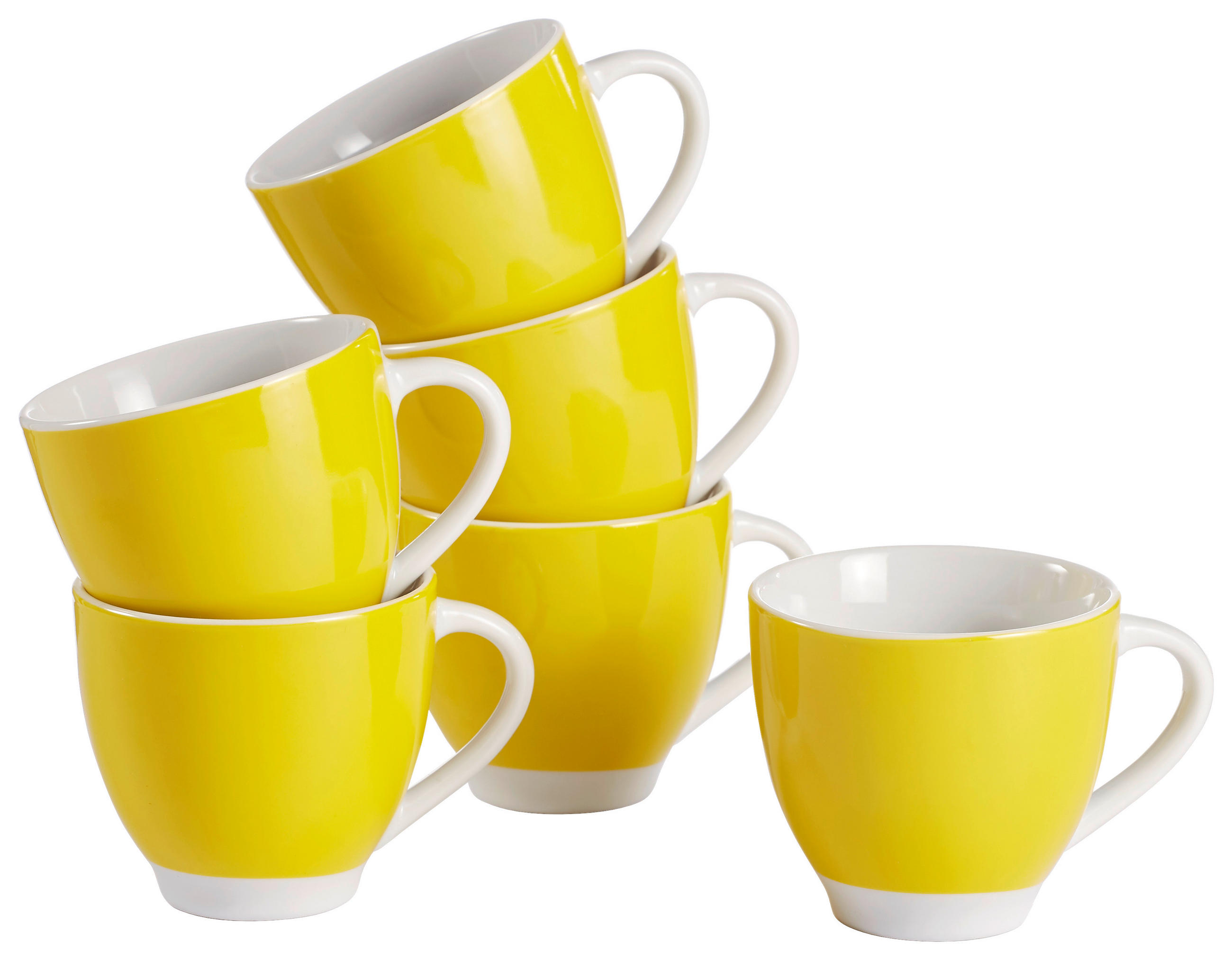 Tassenset Gelb Weiß 6-Teilig B: 24,5 Cm