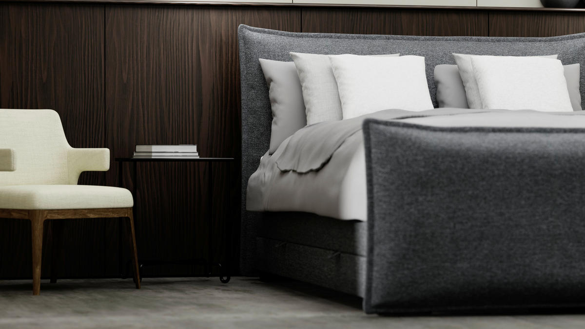 BOXSPRINGBETT 160/200 cm  in Grau  - Schwarz/Grau, MODERN, Textil (160/200cm) - MID.YOU